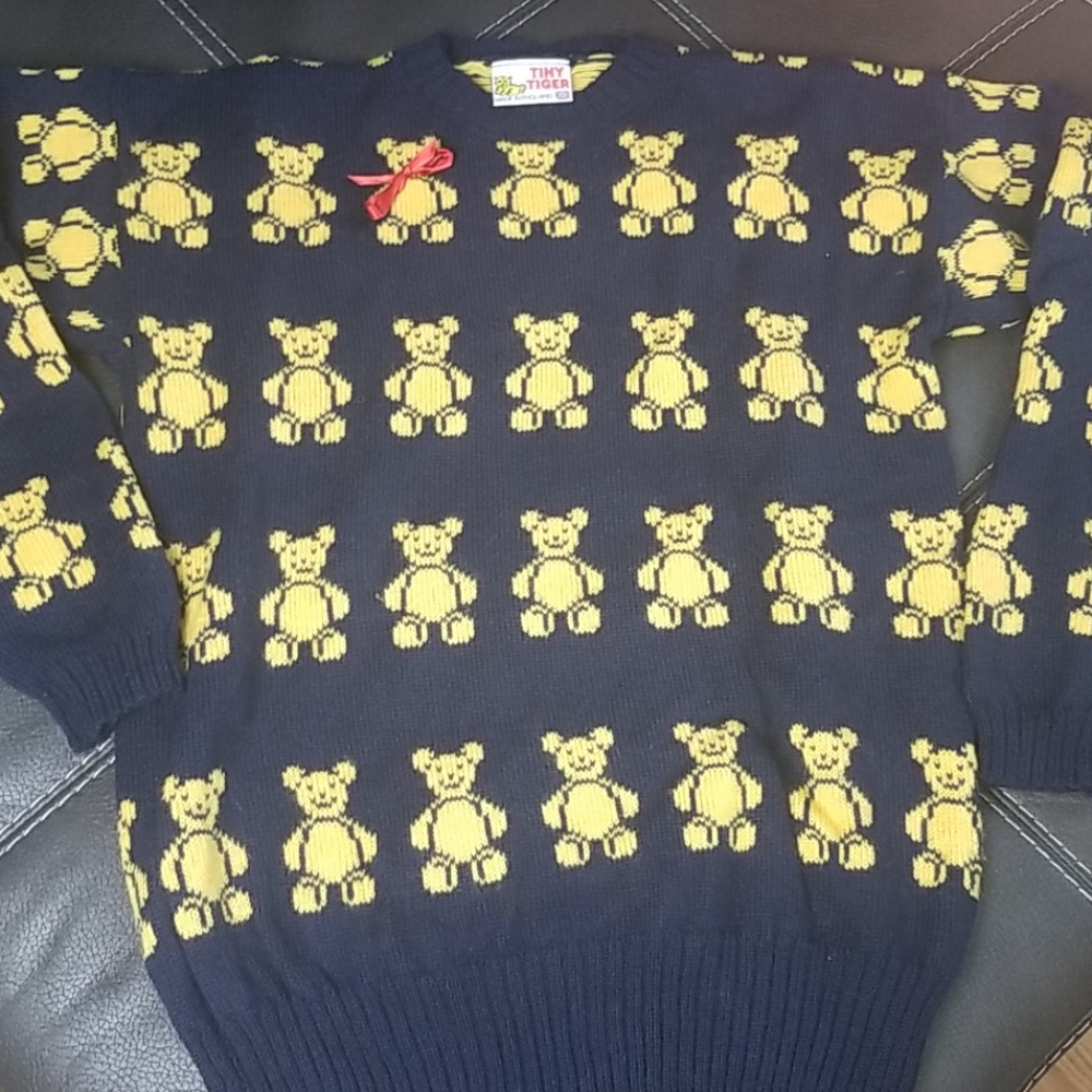 Tiny Tiger 100% Wool Teddy Bear Sweater Large - image 1